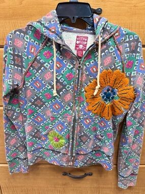 Lucky Brand Women’s Vintage Multicolor Zip Hoodie Embroidered Size S